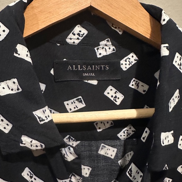 All Saints Men's Domino print button up shirt - viscose - rock n roll - Picture 2 of 5